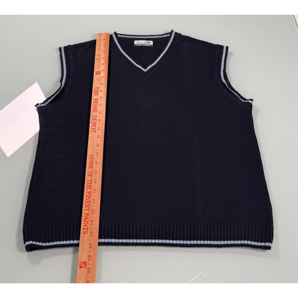 Vintage 90s Sailor Sweater Vest Medium Navy V-neck Cotton Blend Made In Portugal - Picture 7 of 8